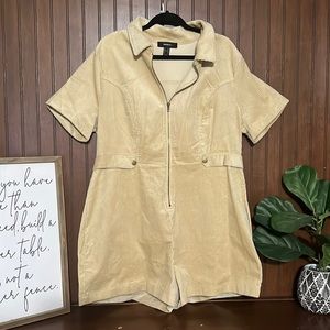 Corduroy zip-up romper